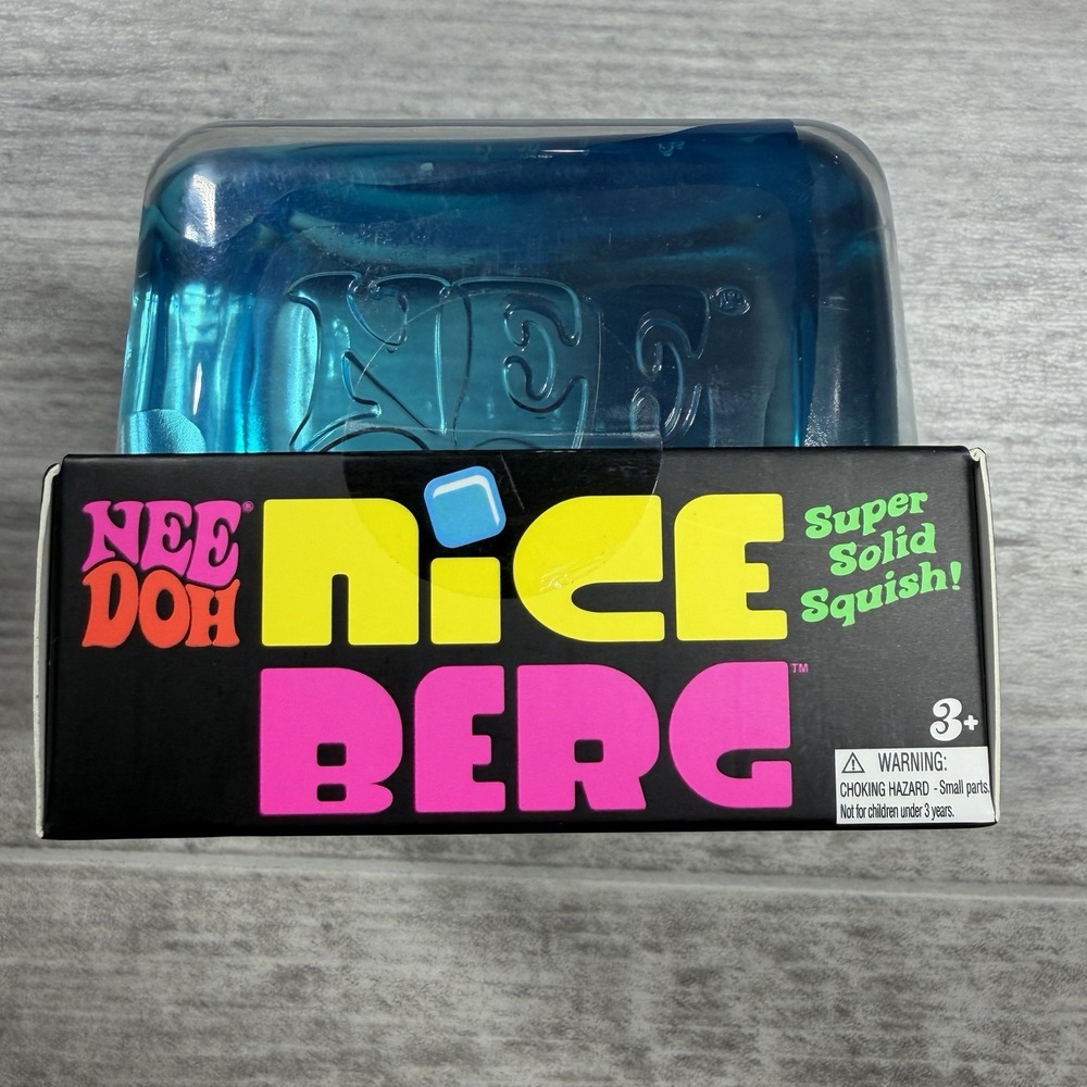 New! NeeDoh Nice Berg Blue XL Giant Nee Doh Niceberg Solid Squish Cube Ice Block